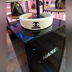 Beautiful Ivory Headband with Black Logo